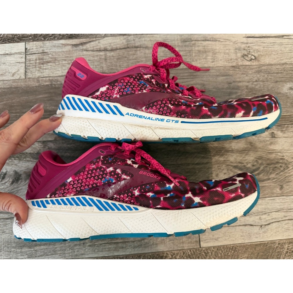 Brooks Adrenaline GTS 22 Size 11 Pink Leopard Print Athletic Running Shoes - Picture 7 of 11